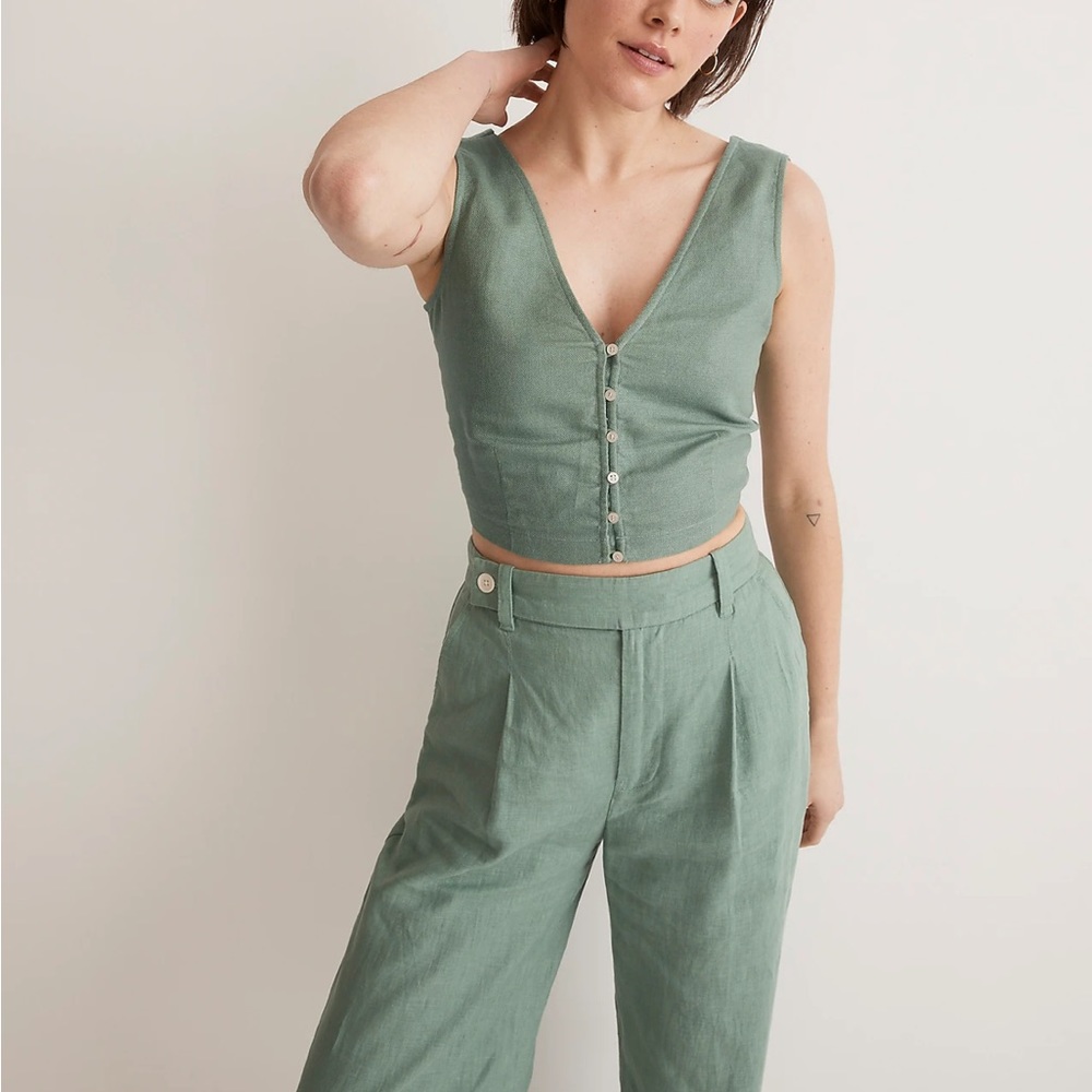 NWT Madewell Linen Crop Top - Picture 3 of 10